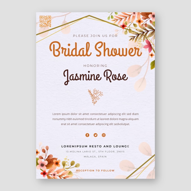 Free vector realistic bridal shower invitation