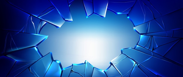 Realistic bright broken glass background