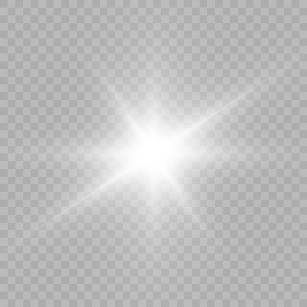 Realistic bright light effect sparkling star on a transparent background vector