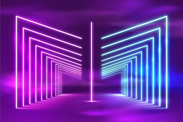 Realistic bright neon lights background