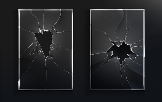 Free vector realistic broken glass pack