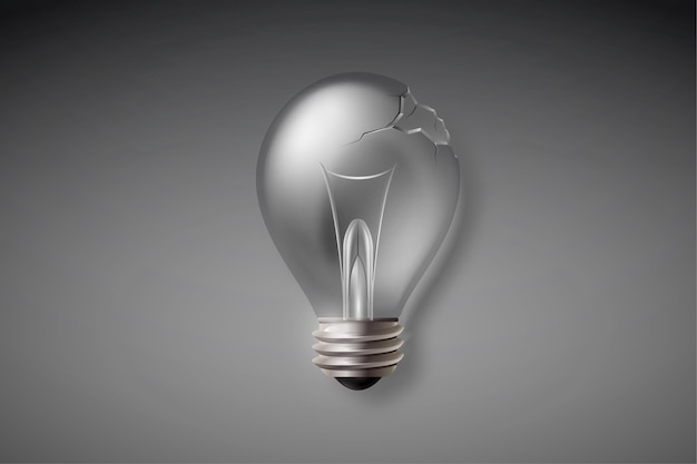 Free vector realistic broken light bulb