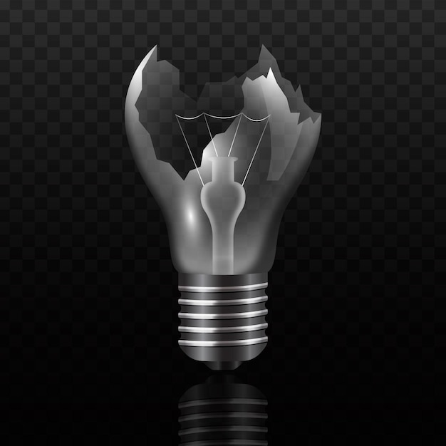 Realistic broken light bulb