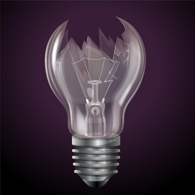 Realistic broken light bulb