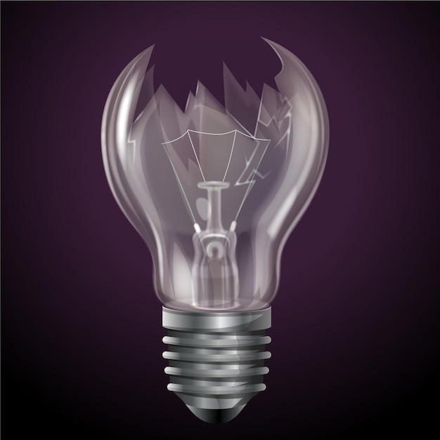 Realistic broken light bulb