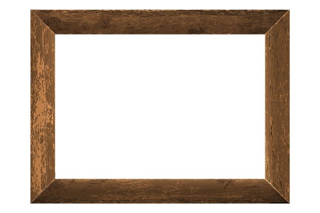 realistic brown wooden photo frame