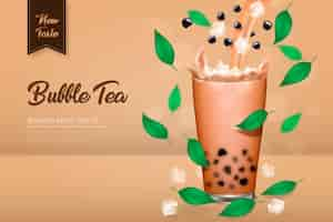 Vettore gratuito annuncio realistico del bubble tea