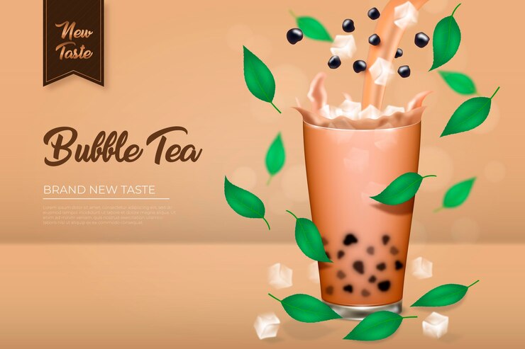 Free Vector realistic bubble tea ad