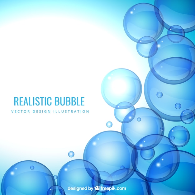 Free vector realistic bubbles background in blue tones