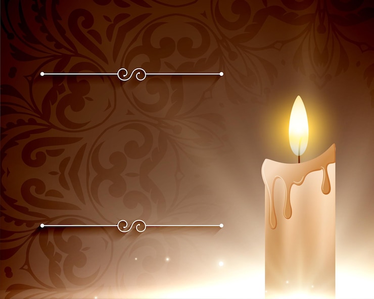 Free Vector realistic burning candle in dripping concept and text space vector