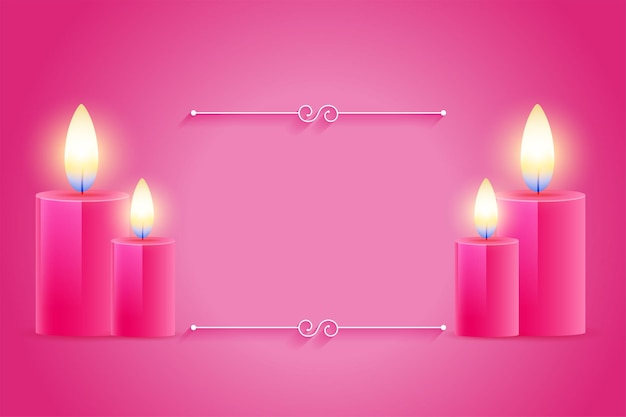 Free vector realistic burning wax candle background with text space vector