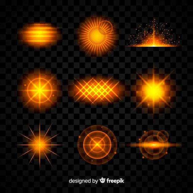 Free vector realistic burst of light collectio