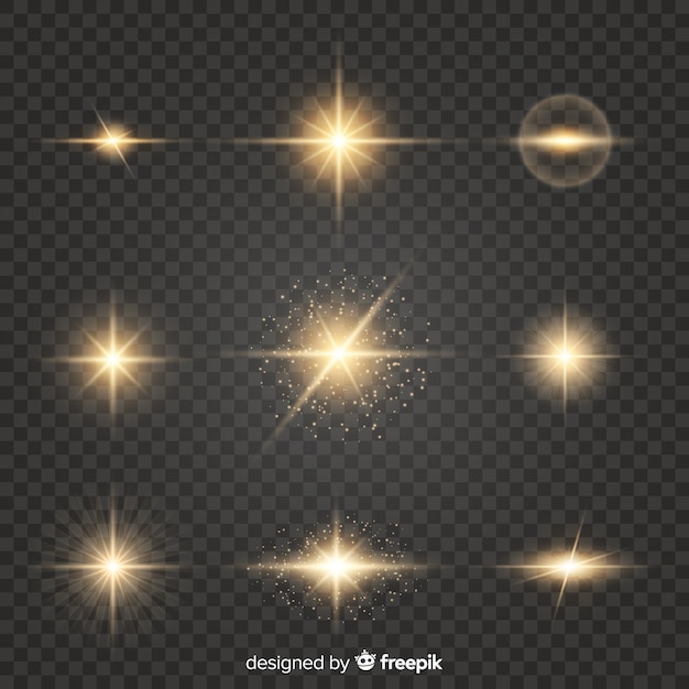 Realistic burst of light collection Free Vector