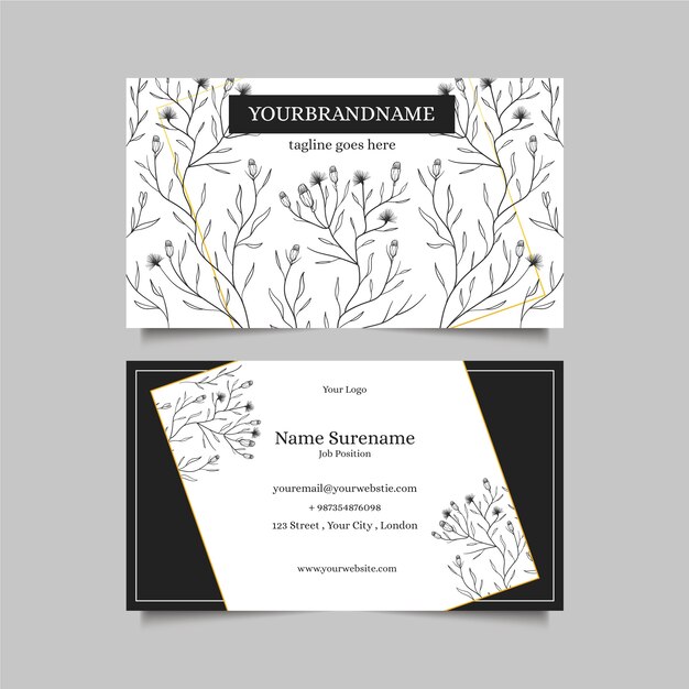 Realistic business card with flowers