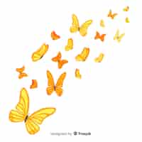 Vettore gratuito farfalle realistiche che volano illustrazione