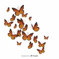 Free vector realistic butterflies group flying