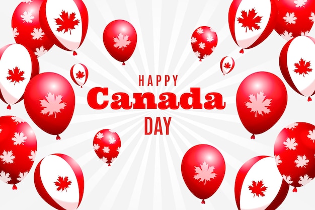 Free vector realistic canada day balloons background