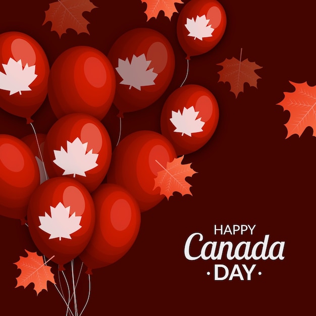 Realistic canada day balloons background