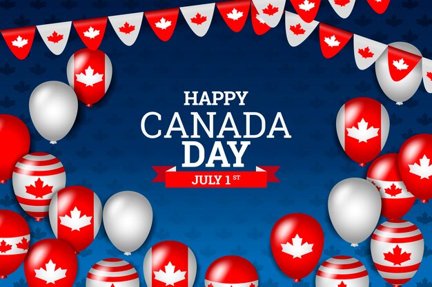 Realistic canada day balloons background