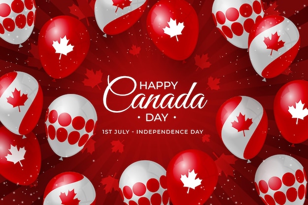 Realistic canada day balloons background