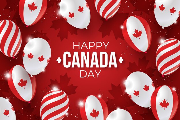 Realistic canada day balloons background