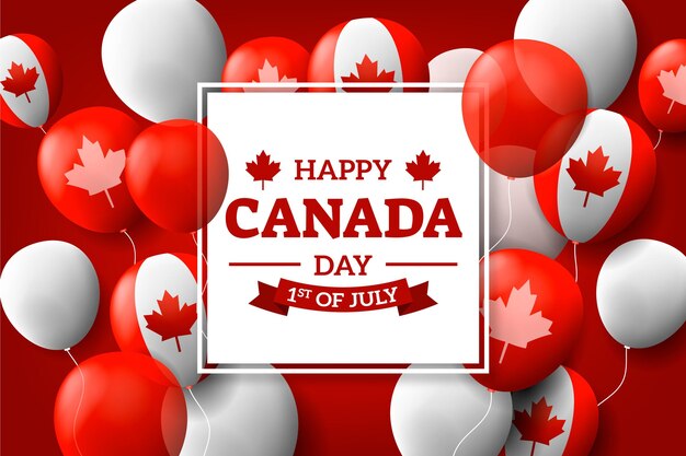 Realistic canada day balloons background