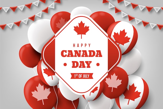 Realistic canada day balloons background