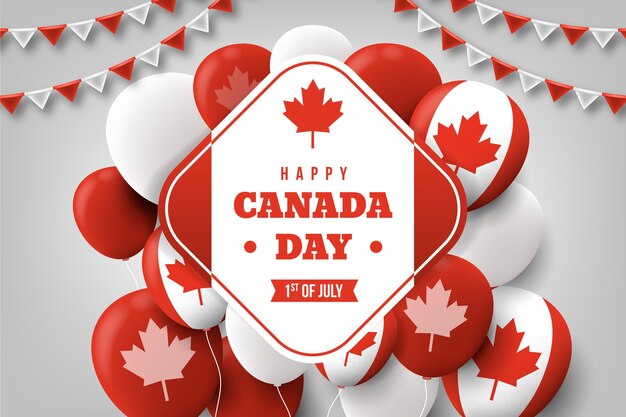 Realistic canada day balloons background