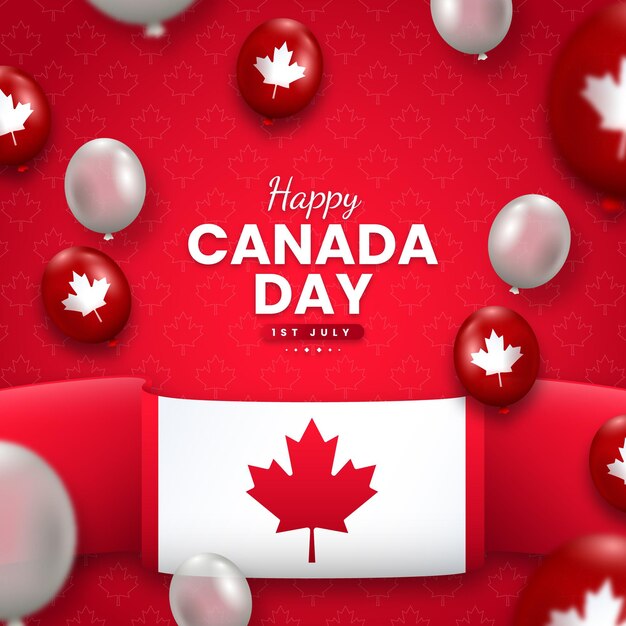 Realistic canada day balloons background