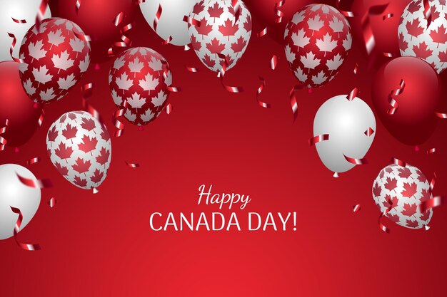 Realistic canada day balloons background