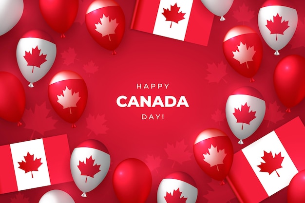 Free vector realistic canada day balloons background