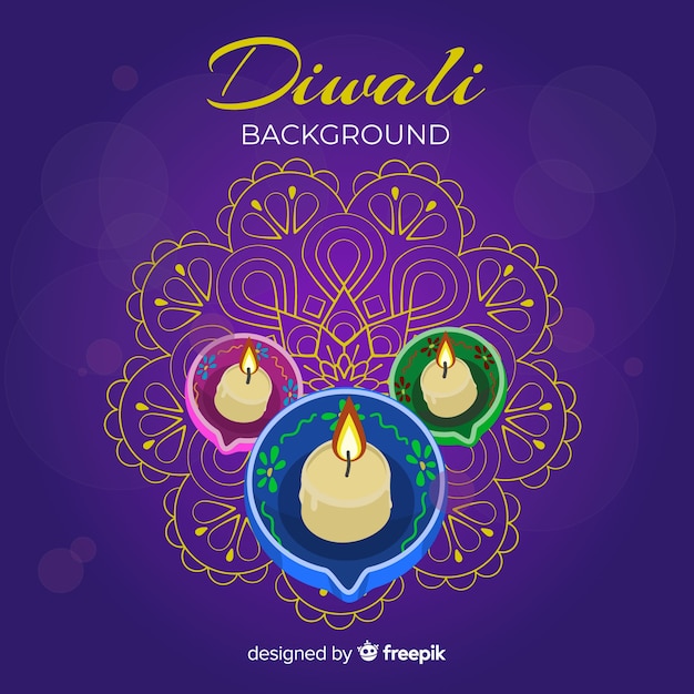 Vettore gratuito priorità bassa di diwali delle candele realistiche