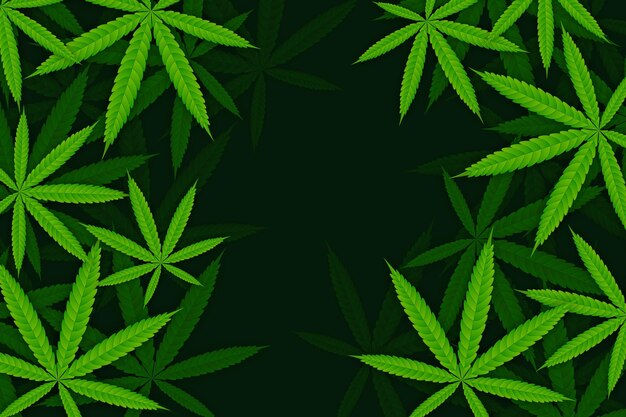 リアルな大麻の葉の背景デザイン