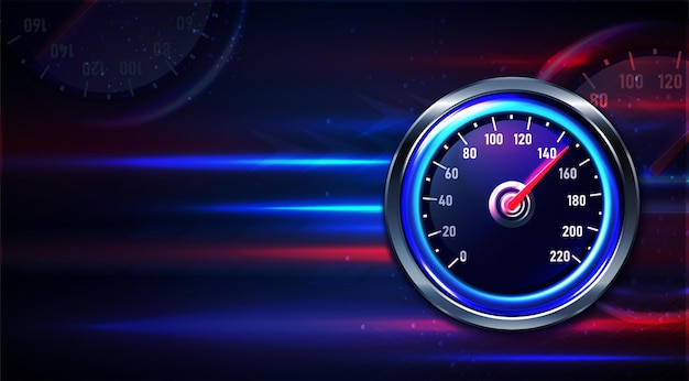 Free vector realistic car speedometer with space for text