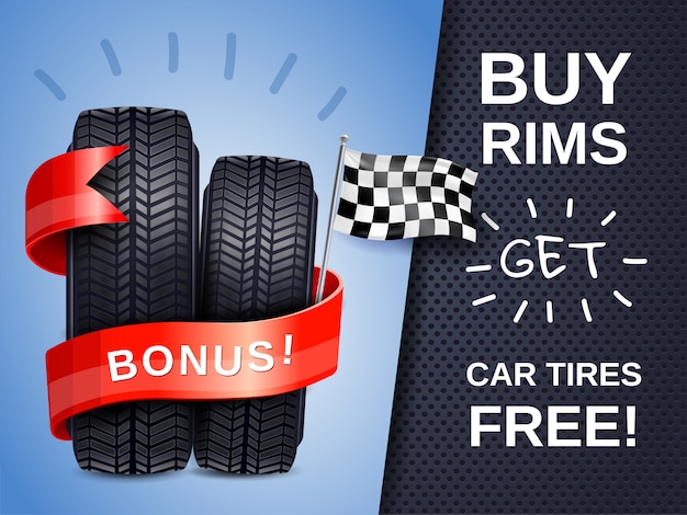 Free vector realistic car tires ad poster