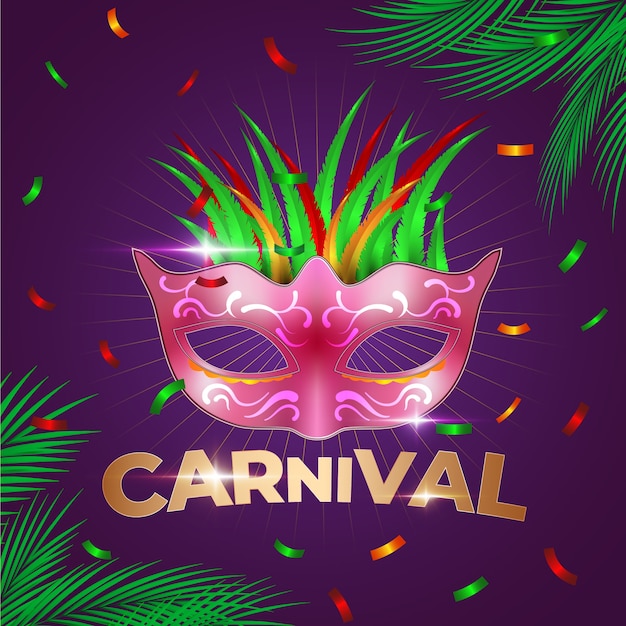 Realistic carnival background with mask