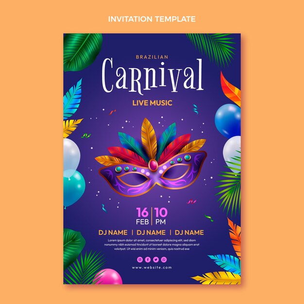 Realistic carnival invitation template