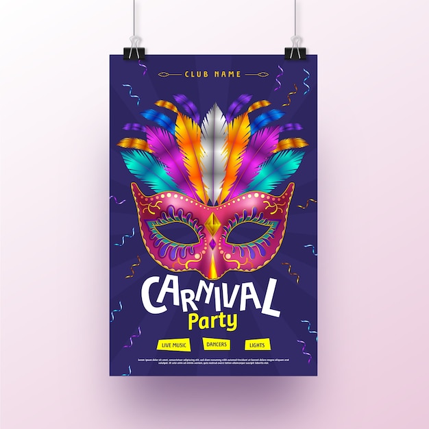 Free vector realistic carnival party flyer