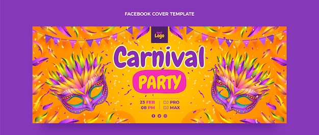 Realistic carnival social media cover template