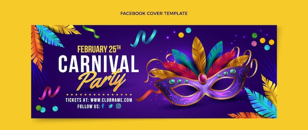 Free vector realistic carnival social media cover template