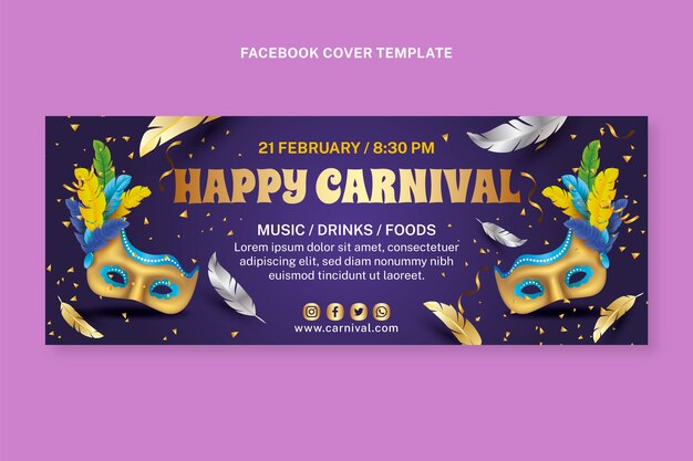 realistic carnival social media cover template