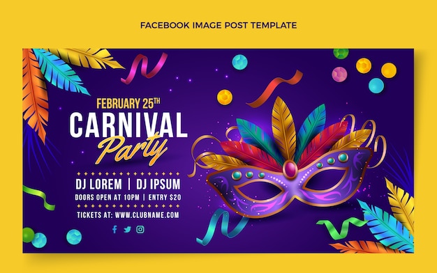 Realistic carnival social media post template