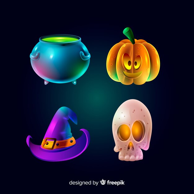 Realistic cartoon halloween element collection