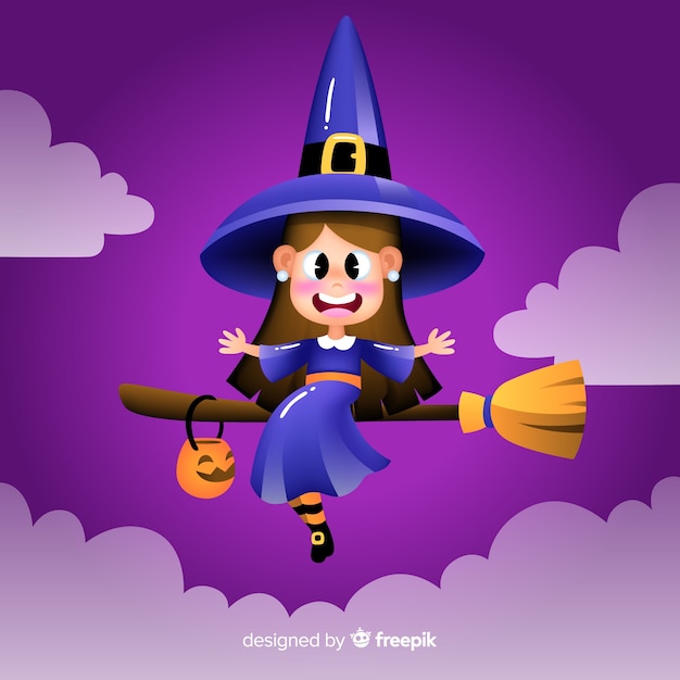 Free vector realistic cartoon haloween witch