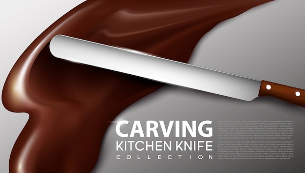 Free vector realistic carving kitchen knife concept