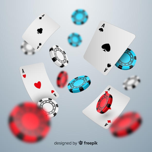 Free vector realistic casino chips and cards falling background