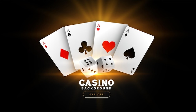 Free vector realistic casino dice banner with poker ace card design vector