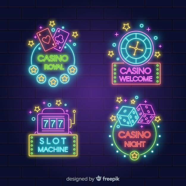 Free vector realistic casino neon sign collection