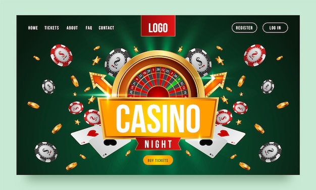 Vettore gratuito pagina di destinazione realistica della notte del casinò