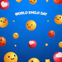 Vettore gratuito priorità bassa realistica del giorno di emoji del mondo di celebrazione